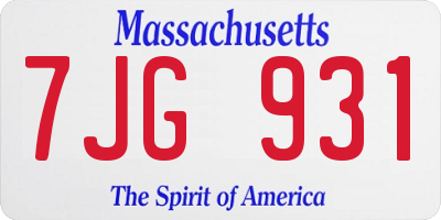 MA license plate 7JG931