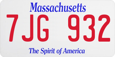MA license plate 7JG932