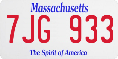 MA license plate 7JG933