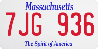 MA license plate 7JG936