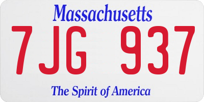 MA license plate 7JG937