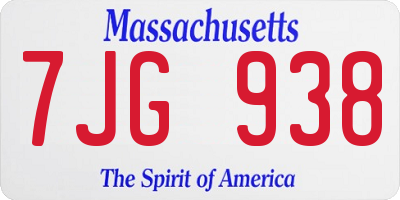 MA license plate 7JG938