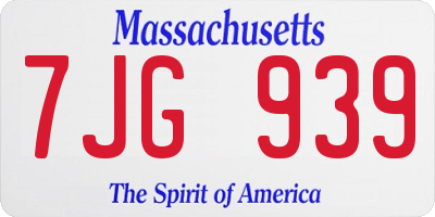 MA license plate 7JG939