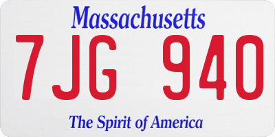 MA license plate 7JG940