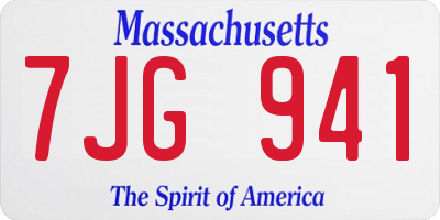 MA license plate 7JG941