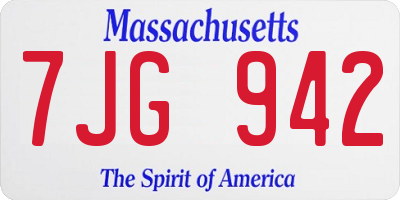 MA license plate 7JG942