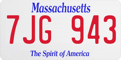 MA license plate 7JG943