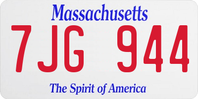 MA license plate 7JG944