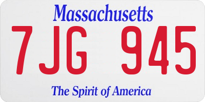 MA license plate 7JG945