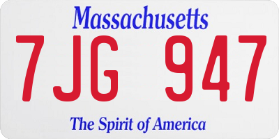 MA license plate 7JG947
