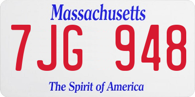 MA license plate 7JG948
