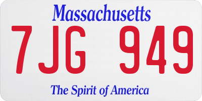 MA license plate 7JG949