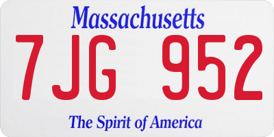 MA license plate 7JG952