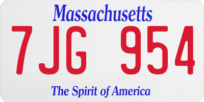 MA license plate 7JG954