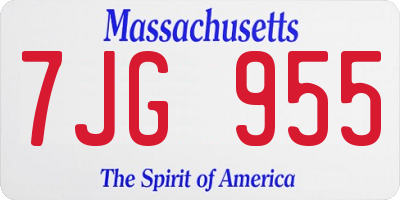 MA license plate 7JG955