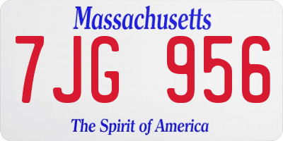 MA license plate 7JG956