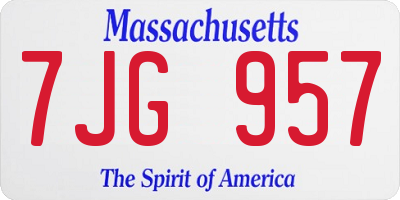 MA license plate 7JG957