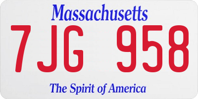 MA license plate 7JG958