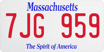 MA license plate 7JG959