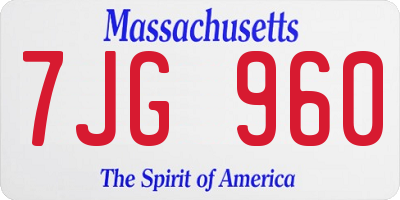 MA license plate 7JG960