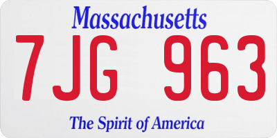 MA license plate 7JG963