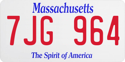 MA license plate 7JG964