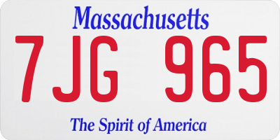 MA license plate 7JG965