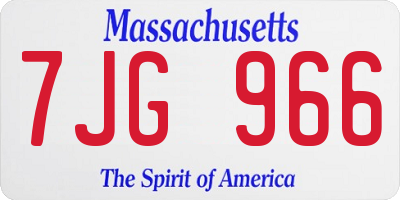 MA license plate 7JG966