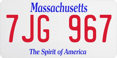 MA license plate 7JG967