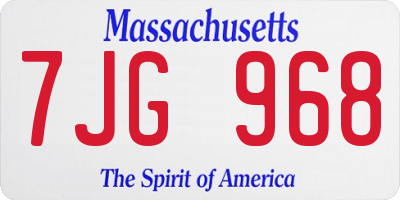 MA license plate 7JG968