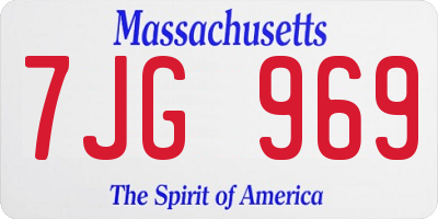 MA license plate 7JG969