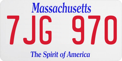 MA license plate 7JG970