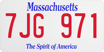 MA license plate 7JG971