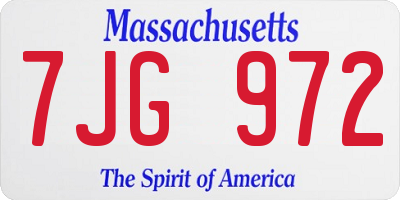 MA license plate 7JG972