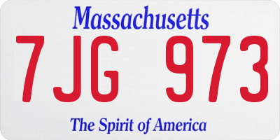 MA license plate 7JG973