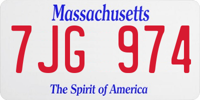 MA license plate 7JG974