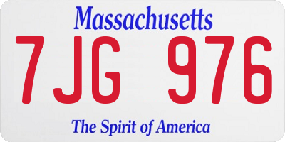 MA license plate 7JG976