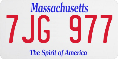 MA license plate 7JG977