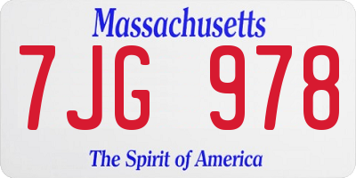 MA license plate 7JG978