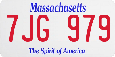 MA license plate 7JG979