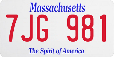 MA license plate 7JG981