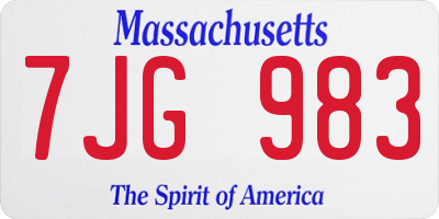 MA license plate 7JG983