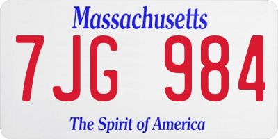 MA license plate 7JG984