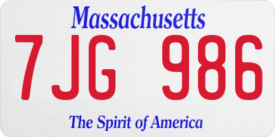 MA license plate 7JG986