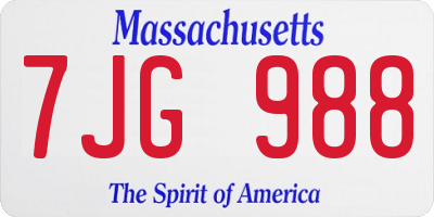 MA license plate 7JG988