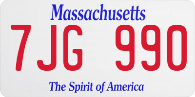 MA license plate 7JG990