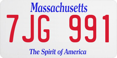 MA license plate 7JG991