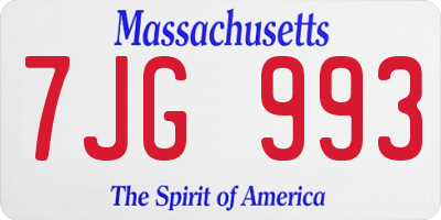 MA license plate 7JG993