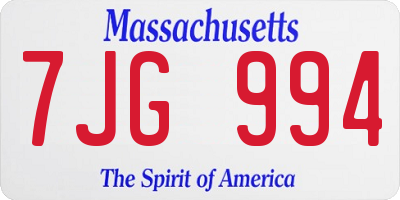 MA license plate 7JG994