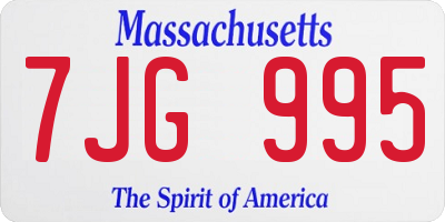 MA license plate 7JG995